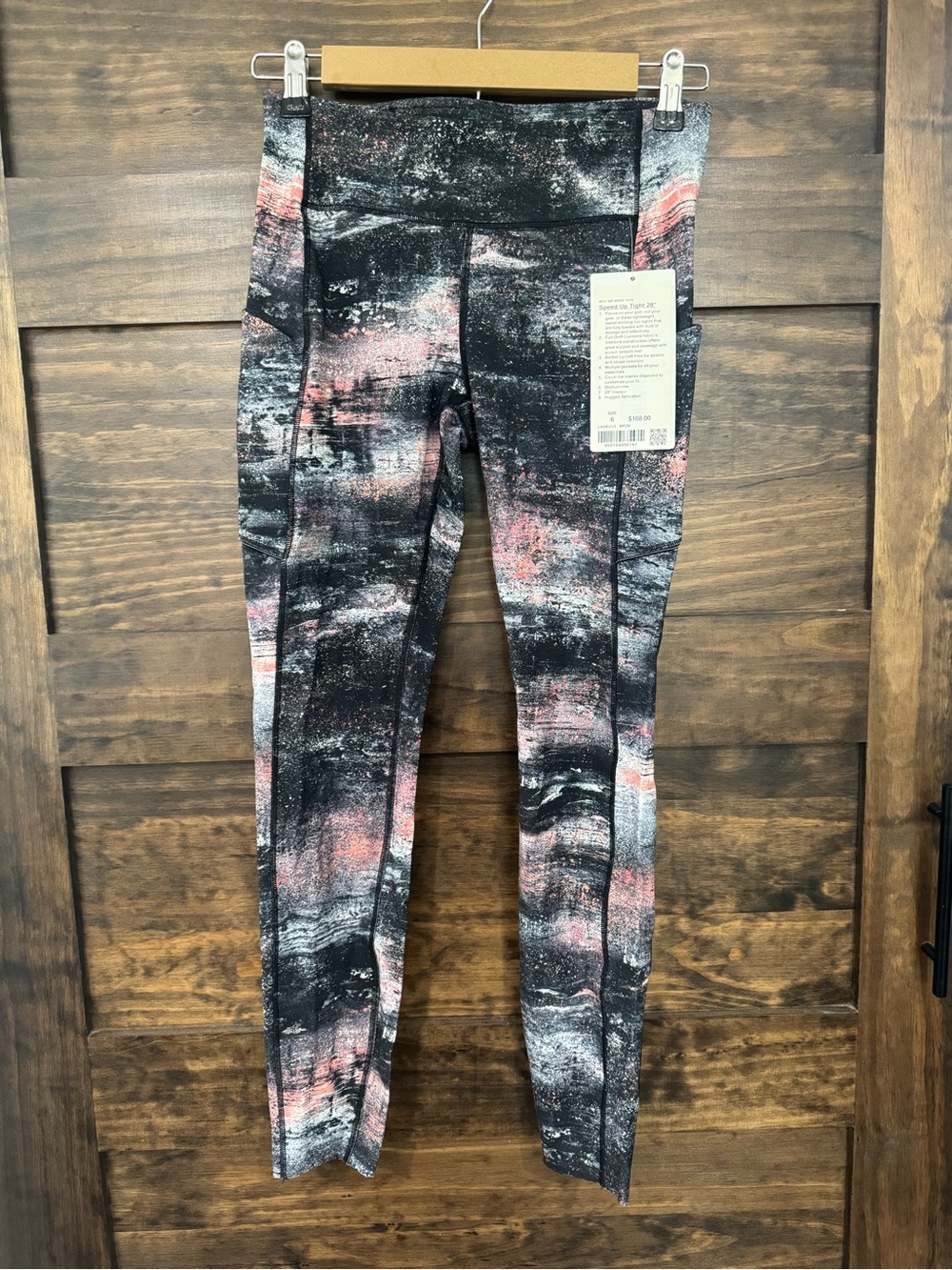 Lululemon Athletica Azurite Poppy Coral Abstract Print Women Leggings NWT Size 6